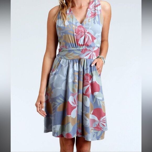 FRESH PRODUCE Deep Dive Blue Fresh Blossoms Lily Fit And Flare Dress Size M - Picture 1 of 11